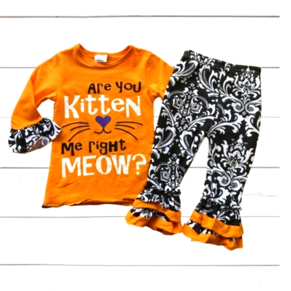 Boutique Are you Kitten Me Halloween Top & Legging